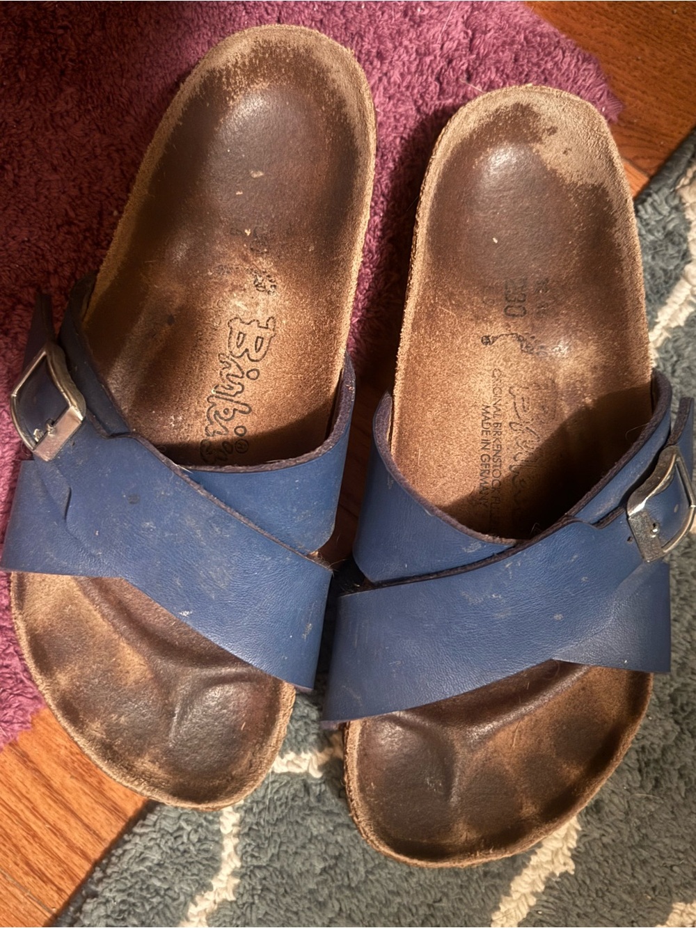 Unbranded Women's Blue Cross-Strap Slip-On Sandals